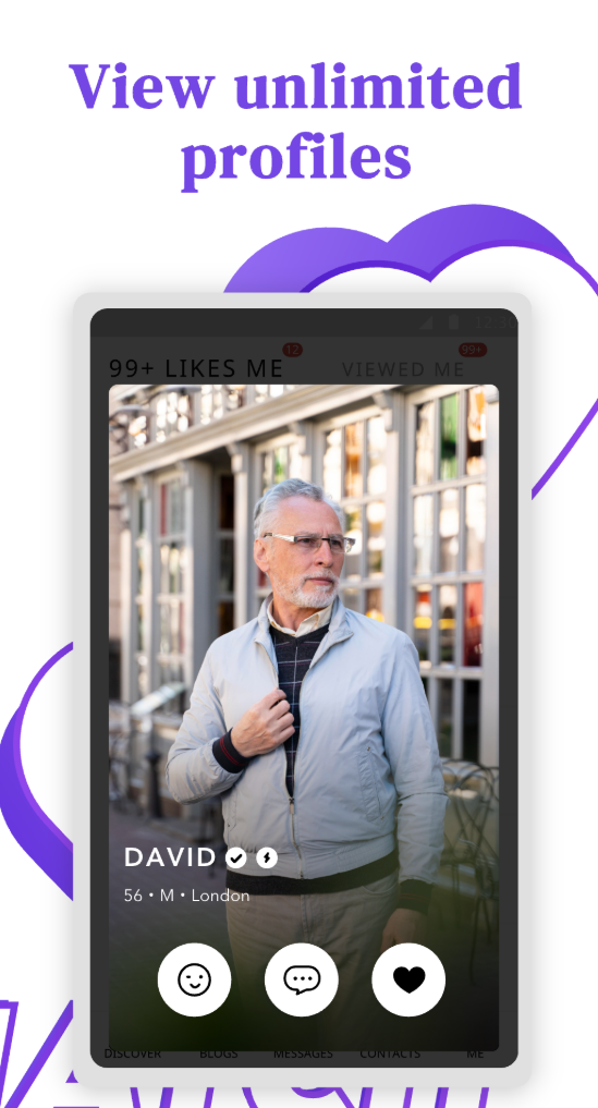Mobile app profile browsing for mature singles